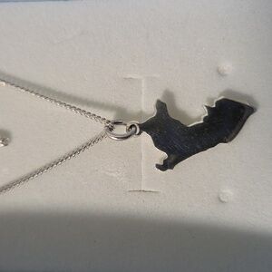 Silver Peruvian Map Pendant Necklace